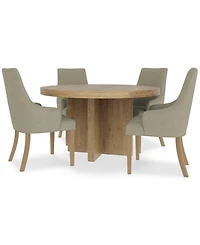 5pc Dining Set (Davie Round Table & 4 Nelin Chairs)
