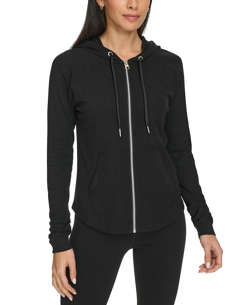 Calvin Klein Performance Ruched-Sleeve Zip Hoodie