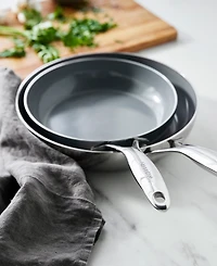 GreenPan Valencia Pro Stainless Steel 8" & 10" Open Frypan Set
