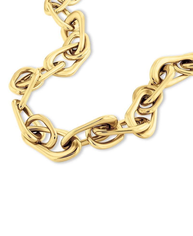 Calvin Klein Gold-Tone Stainless Steel Ck Statement Link Collar Necklace, 14" + 2" extender