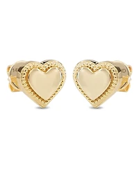 Devata Sweet Heart Stud Earrings in 14K Gold, approx. 2.8 grams.