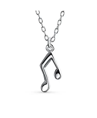 Bling Jewelry Tiny Dainty Eighth Music Notes Stud Earrings Pendant Musician Teacher Student .925 Sterling Silver Jewelry Set