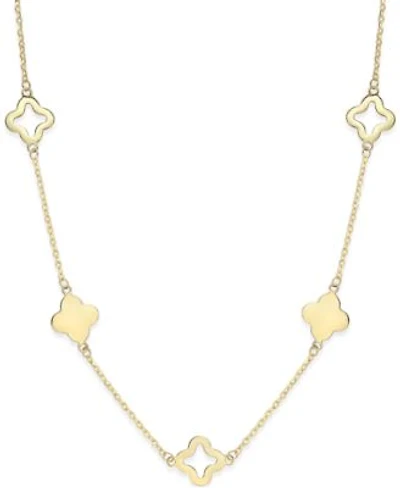 Solid Silhouette Clover Chain Link Drop Earrings Alternating Clover Station Link Bracelet Bracelet In 14k Gold