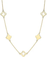 Solid Silhouette Clover Chain Link Drop Earrings Alternating Clover Station Link Bracelet Bracelet In 14k Gold