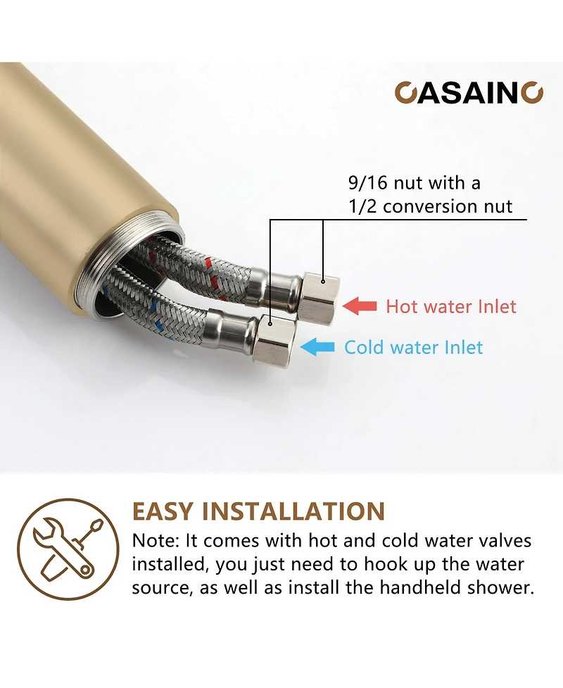 Casainc Freestanding Single Handle Floor Mounted Roman Tub Faucet Bathtub Filler with Hand Shower