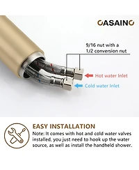 Casainc Freestanding Single Handle Floor Mounted Roman Tub Faucet Bathtub Filler with Hand Shower