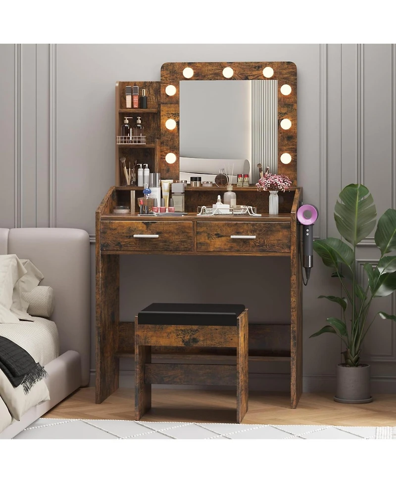 gaomon Vanity Desk with Mirror and Lights