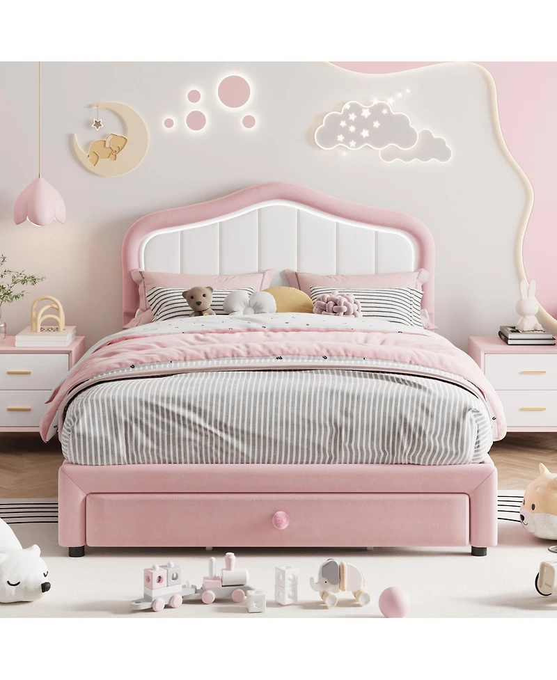 gaomon Full Upholstered Bed Frame with Storage Drawers