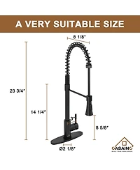 Casainc Spring Pull Down Sprayer Kitchen Faucet with Dual-Function Spray Head and Deck Plate
