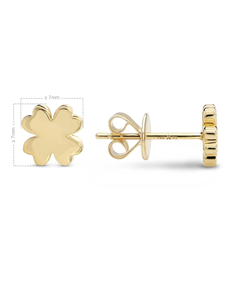 Devata Clover Heart Stud Earrings in 14K Gold, approx. 1.6 grams.