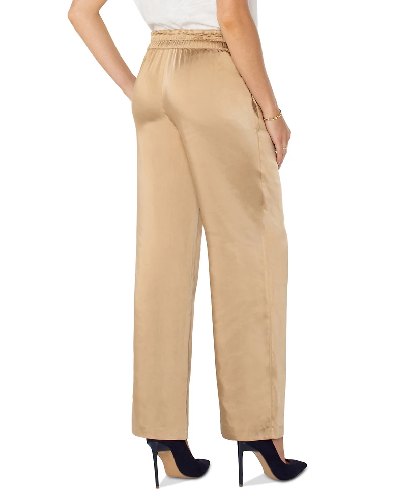 Liverpool Los Angeles Women's Belted Paper-Bag-Waist Wide-Leg Pants