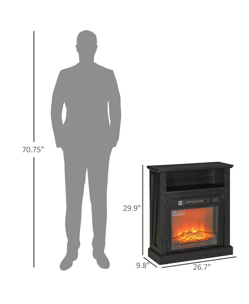 Homcom 27" Electric Fireplace Heater with Mantel & Remote Control,