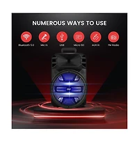 Pyle 12" Portable Bluetooth Pa Speaker System - Karaoke Speaker with Dj Led Lights, Usb/Fm/Bt/Aux, Remote Control