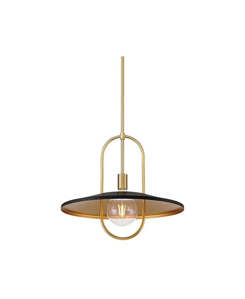 Bailey 19" Modern Pendant Ceiling Light Fixture Dining Room Over Table Kitchen Island Foyer Hanging Round Led Medium Black and Soft Gold Finish Metal