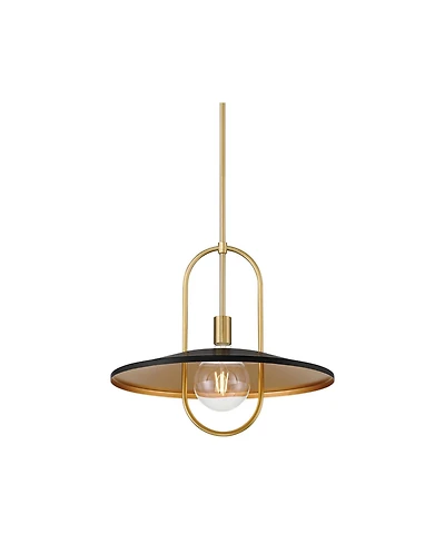 Bailey 19" Modern Pendant Ceiling Light Fixture Dining Room Over Table Kitchen Island Foyer Hanging Round Led Medium Black and Soft Gold Finish Metal