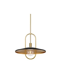 Bailey 19" Modern Pendant Ceiling Light Fixture Dining Room Over Table Kitchen Island Foyer Hanging Round Led Medium Black and Soft Gold Finish Metal