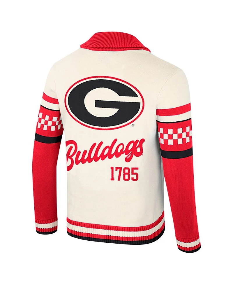 Colosseum Women's Cream Georgia Bulldogs Wild Collective Button-Up Jacquard Sweater