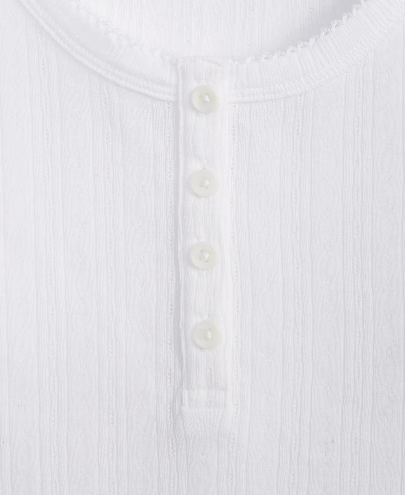 Epic Threads Little & Big Girls Solid Pointelle Henley Top, Exclusively at Macy's