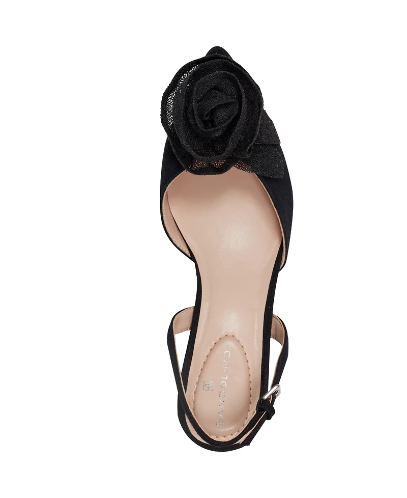 Bandolino Women's Miller Rosette Halter Kitten Heel Pumps