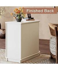 Tribesigns Solid Wood End Table, 3-Drawer Modern Sofa Side Narrow Chair Table Slim Nightstand for Living Room, Bedroom, Finished Back, No