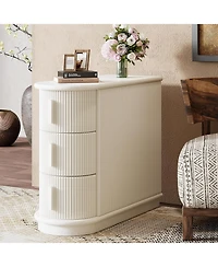 Tribesigns Solid Wood End Table, 3-Drawer Modern Sofa Side Narrow Chair Table Slim Nightstand for Living Room, Bedroom, Finished Back, No