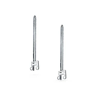 Bling Jewelry Dainty Musician Linear Long Music Note Threader Earrings Music Student Techer .925 Sterling Silver