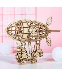 Robotime 3D Wooden Airship Jigsaw Puzzle Craft Kits, Best Toys Gifts for Teens Adults, Beige, 7"4.9"6.5"