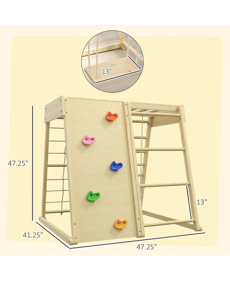 Qaba 5-in-1 Indoor Jungle Gym Playground with Swing, Climber, Monkey Bars