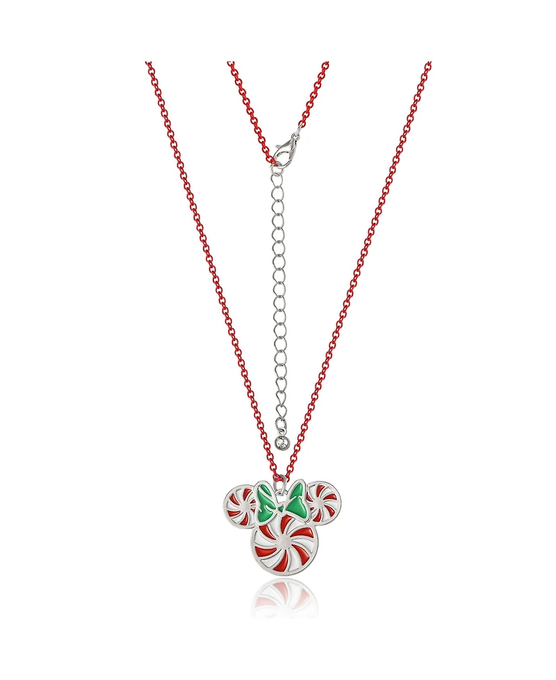 Disney Minnie Mouse Holiday Peppermint Minnie Necklace and Earring Set
