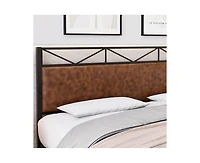 gaomon King Bed Frame, Metal Platform Bed Frame with Rustic Vintage Soft-breaded Headboard and Footboard, Noise Free, No Box Spring Needed, Easy Assem