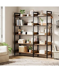 gaomon Corner Bookshelf, 5 Tier Convertible Corner Book Shelf, Modern Industrial Bookcase, L Shaped Storage Display Shelf for Home Office, Living Room