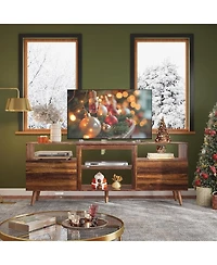 Wlive Mid-Century Modern Tv Stand for 65" Tv Tv Console Cabinet Open Shelves Entertainment Center for Living Room and Bedroom