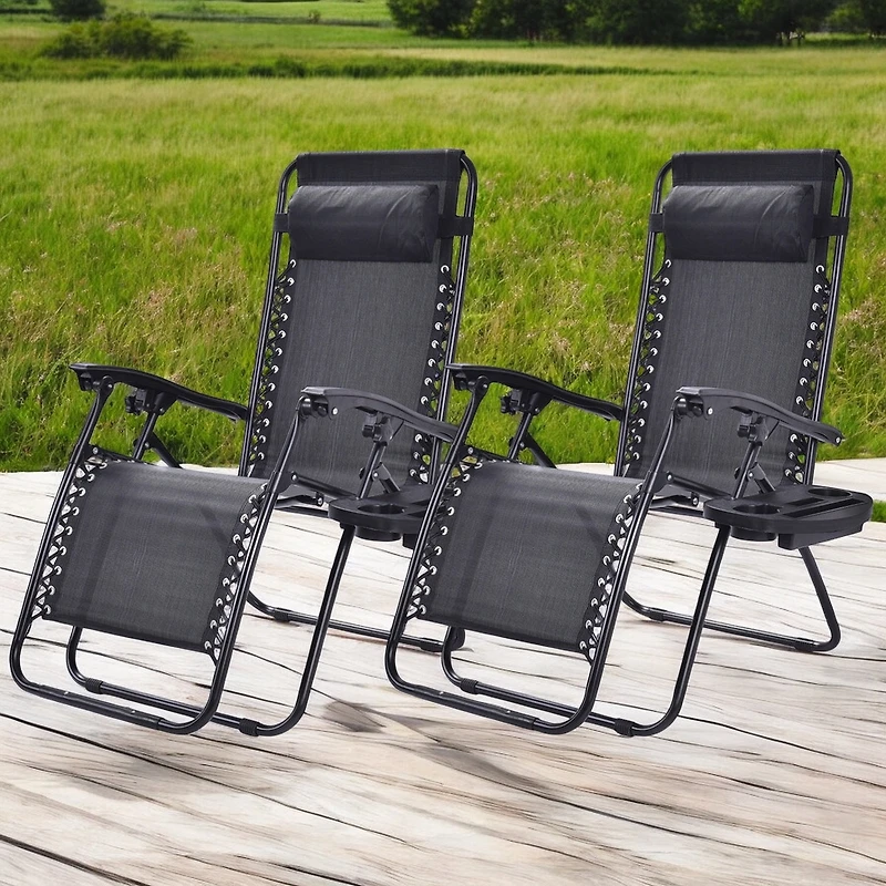 Slickblue Set of 2 Folding Outdoor Zero Gravity Lounge Chair Recliner