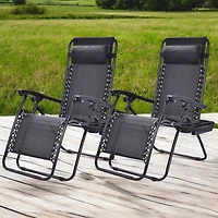 Slickblue Set of 2 Folding Outdoor Zero Gravity Lounge Chair Recliner