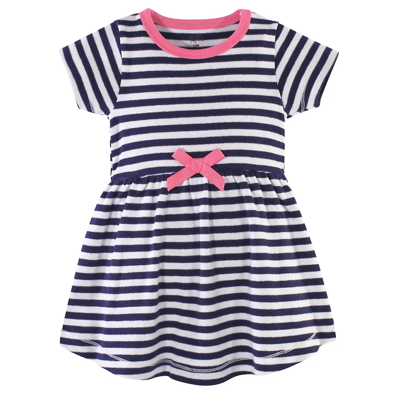 Hudson Baby Baby Girls Hudson Cotton Short-Sleeve Dresses 2pk, Pink Daisy