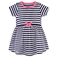 Hudson Baby Baby Girls Hudson Cotton Short-Sleeve Dresses 2pk, Pink Daisy