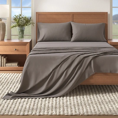 Linery & Co. Turkish Cotton Double-Brushed Solid Color Flannel Bed Sheet Set