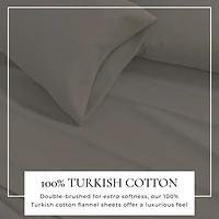 Linery & Co. Turkish Cotton Double-Brushed Solid Color Flannel Bed Sheet Set