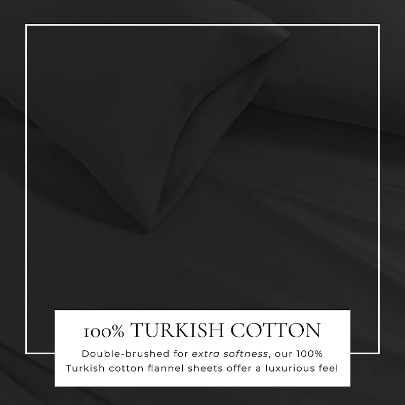 Linery & Co. Turkish Cotton Double-Brushed Solid Color Flannel Bed Sheet Set