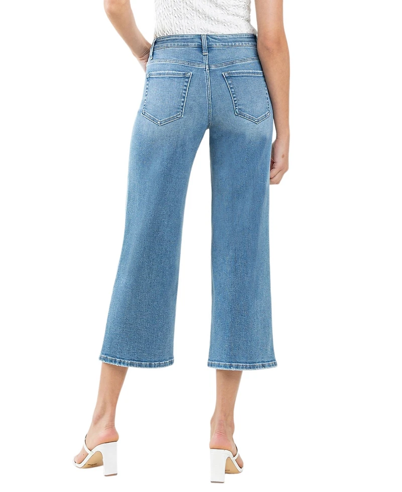 Flying Monkey Women's High Rise Crop Wide Leg Jeans