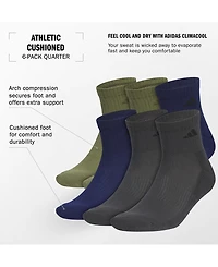 adidas Men's 6pk. Athletic Cushioned Quarter Socks