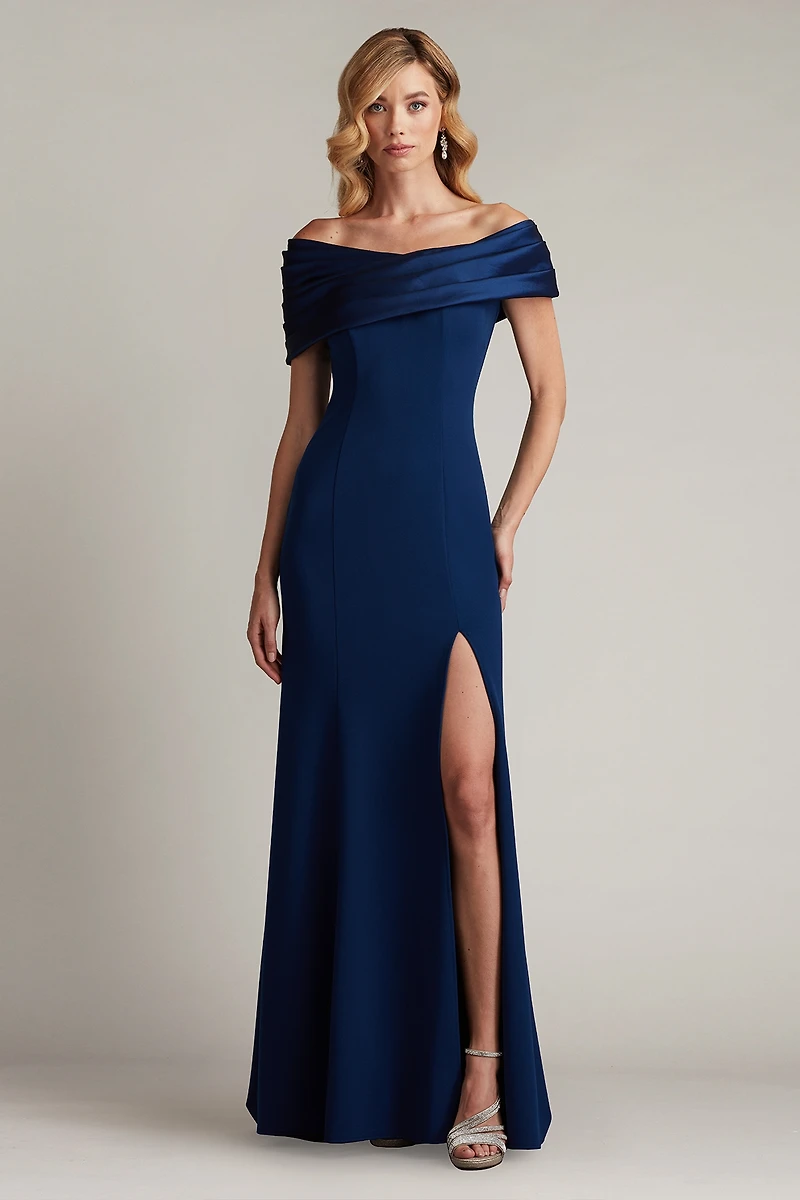 Tadashi Shoji Dalton Contrast Off-Shoulder Gown
