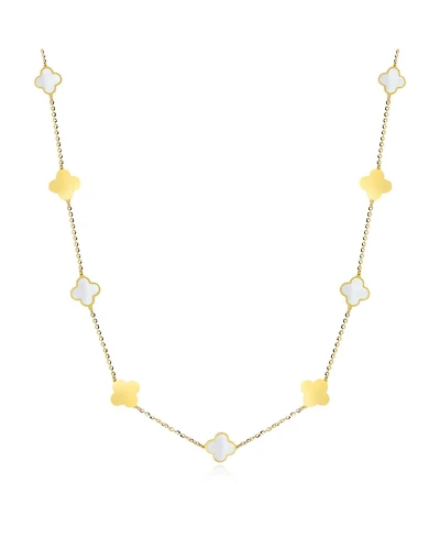 The Lovery Mini Mother of Pearl and Gold Clover Necklace 14K Gold