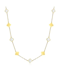 The Lovery Mini Mother of Pearl and Gold Clover Necklace 14K Gold