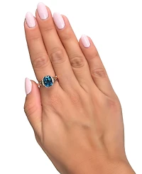 Le Vian London Blue Topaz (3-1/4 ct. t.w.) & Diamond (1/5 ct. t.w.) Pear Halo Statement Ring in 14k Rose Gold