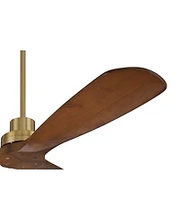 Casa Vieja 52" Delta Modern Indoor Ceiling Fan 3 Blade Remote Control Soft Brass Finish Walnut Finish Blades Bedroom Dc Motor