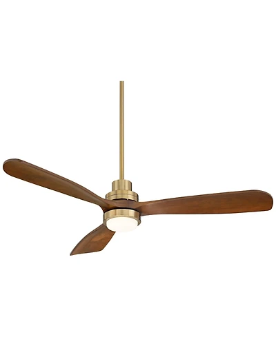 Casa Vieja 52" Delta Modern Indoor Ceiling Fan 3 Blade Cct Led Light Remote Control Soft Brass Finish Bedroom Living Room Dc Motor