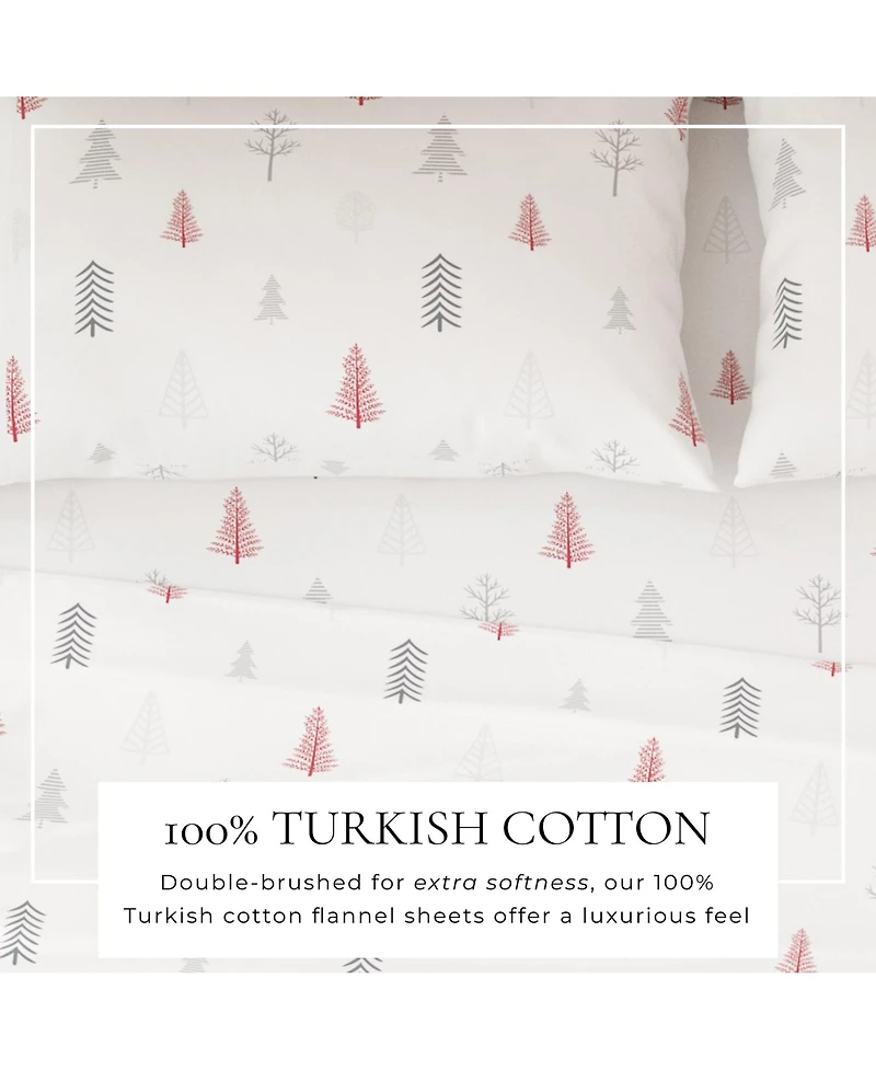 Linery & Co. 100% Turkish Cotton Winter Flannel Sheet Set - Winter trees