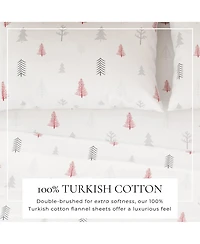 Linery & Co. 100% Turkish Cotton Winter Flannel Sheet Set - Winter trees