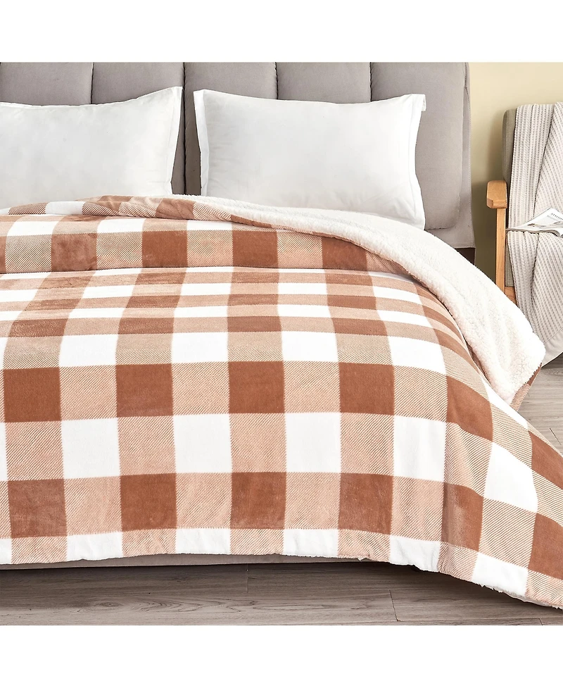 Linery & Co. Velvet Plush Reversible Sherpa Throw Blanket